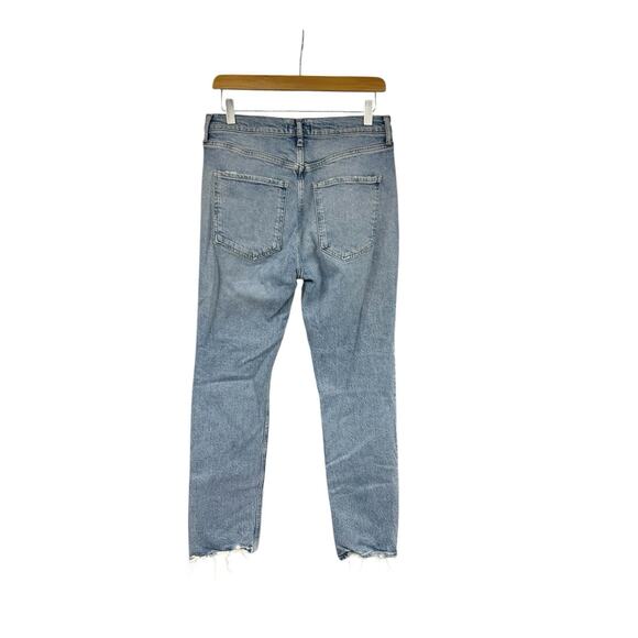 AGOLDE Riley Long High Rise Straight Jeans Medium Wash 29 Button Fly Distress - Picture 2 of 9